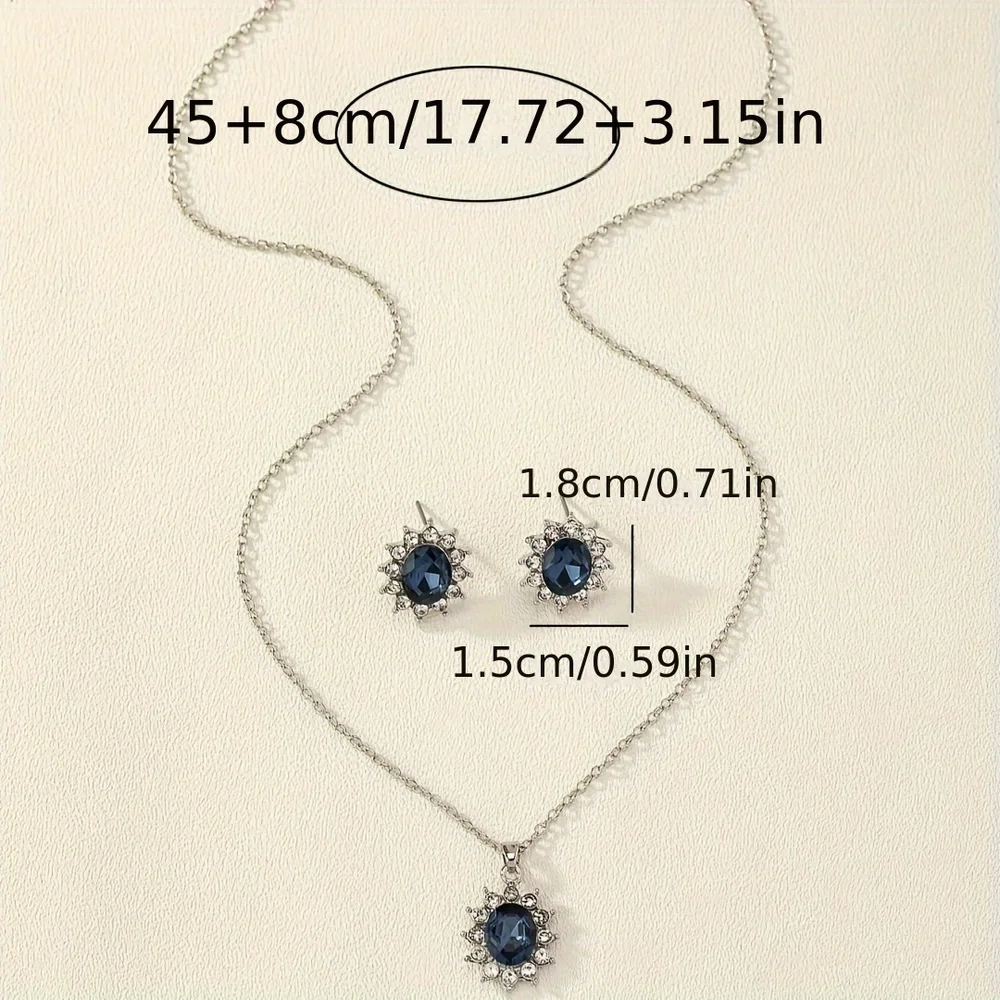 Exquisite Sparkling Flower Jewelry Set, Adorned with Multi-Color Gemston… - Picture 3 of 3